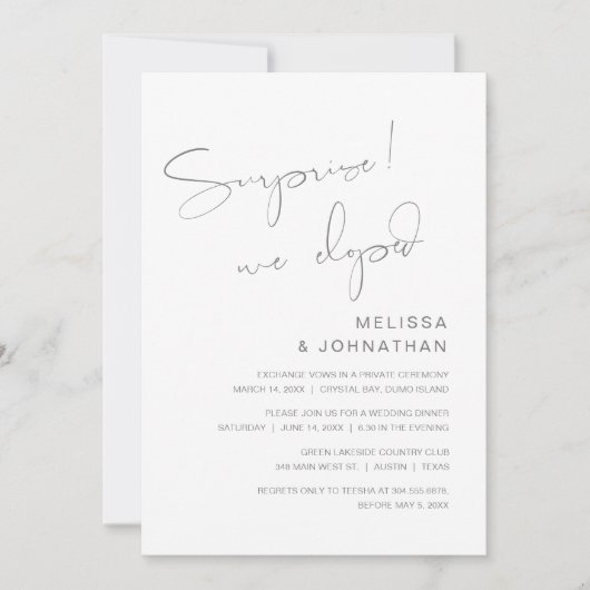 Überraschung, wir entwickelten, Hochzeitsfeier-Par Einladung (Vorderseite)