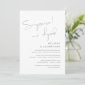 Überraschung, wir entwickelten, Hochzeitsfeier-Par Einladung (Stehend Vorderseite)