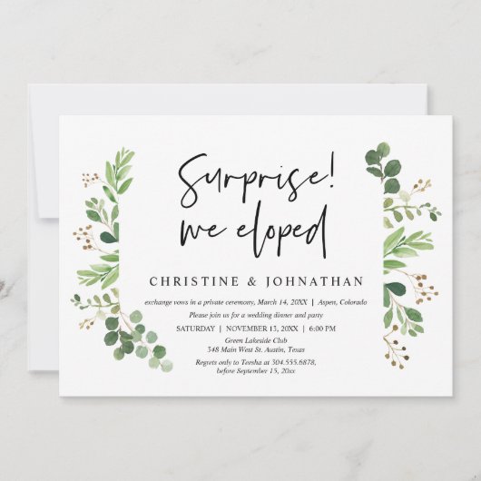 Überraschung, wir entwickelten, Hochzeitsfeier-Par Einladung (Vorderseite)