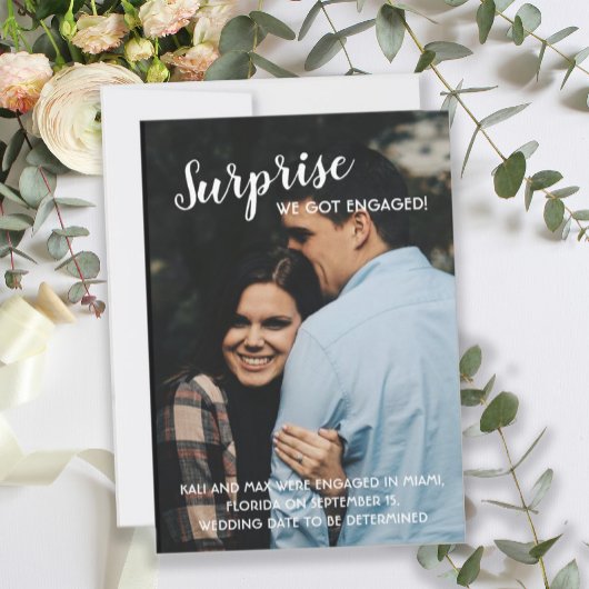 Überraschung Wir Got Verlobte Verlobung Foto Einladung