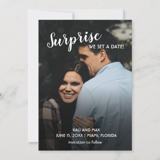 Überraschung Wir Set einer Date-Hochzeit Save The Date (Vorderseite)