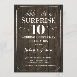 Überraschung zum 10. Hochzeitstag - Rustikales Hol Einladung