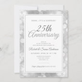 Überraschung zum 25. Hochzeitstag | Silver Bokeh Einladung (Vorderseite)