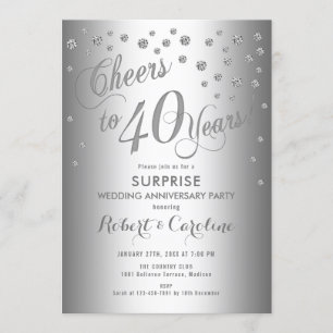 Überraschung zum 40. Hochzeitstag - Silber Einladung