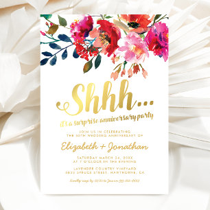 Überraschung zum 50. Hochzeitstag Elegante Blumena Einladung