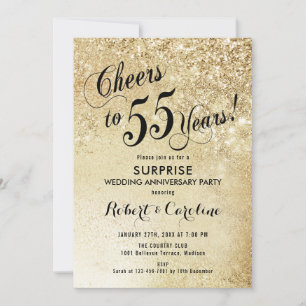 Überraschung zum 55. Hochzeitstag - Gold Einladung
