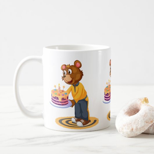 Überraschung zum Geburtstag Bär Kaffeetasse (Mit Donut)