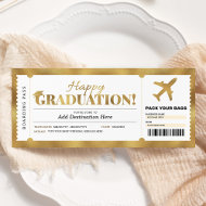 Überraschungs-Abschluss-Boarding-Pass-Gold-Geschen Einladung