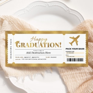 Überraschungs-Abschluss-Flugticket Geschenk Gold Einladung