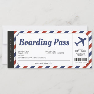 Überraschungs-Bordkarte Flugzeug-Geschenkticket
