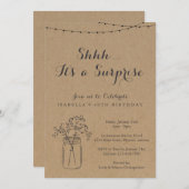 Überraschungs-Geburtstags-Party laden - rustikales Einladung (Vorne/Hinten)