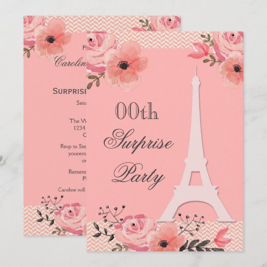 Überraschungs-Geburtstags-schicker Einladung (Vorne/Hinten)