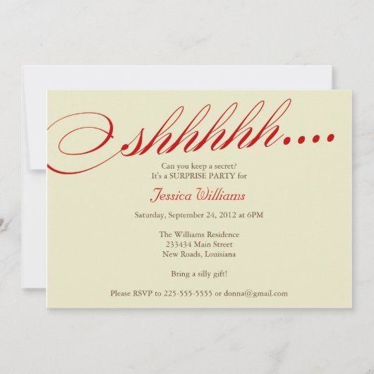 Überraschungs-Party Einladung (Vorderseite)