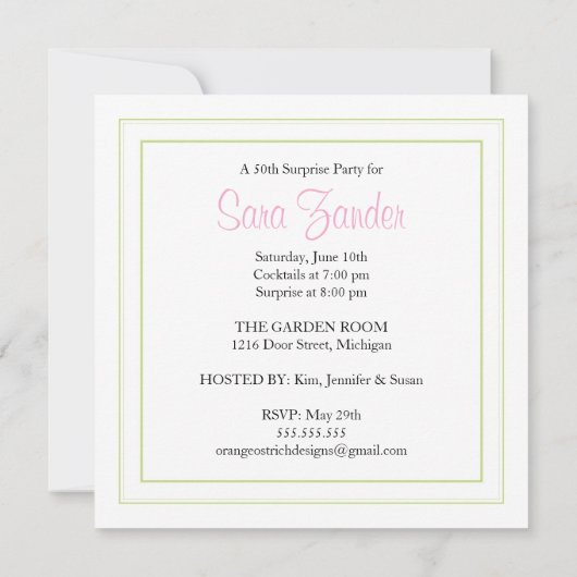 Überraschungs-Party Einladung (Rückseite)