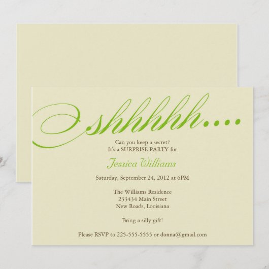 Überraschungs-Party Einladung (Vorne/Hinten)