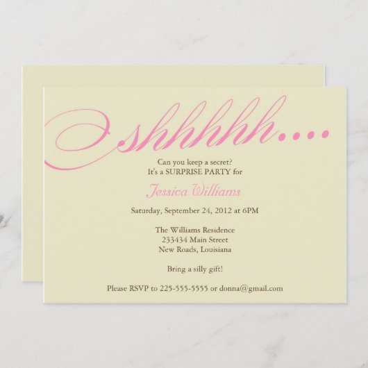 Überraschungs-Party Einladung (Vorne/Hinten)