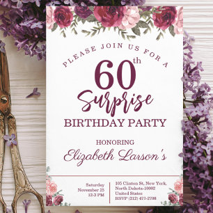 Überraschungs-Party zum Senioren-Geburtstag Floral Einladung