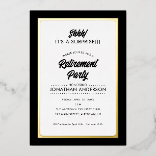 Überraschungsabschiedsparty Einfache Goldfolie Ein Folieneinladung