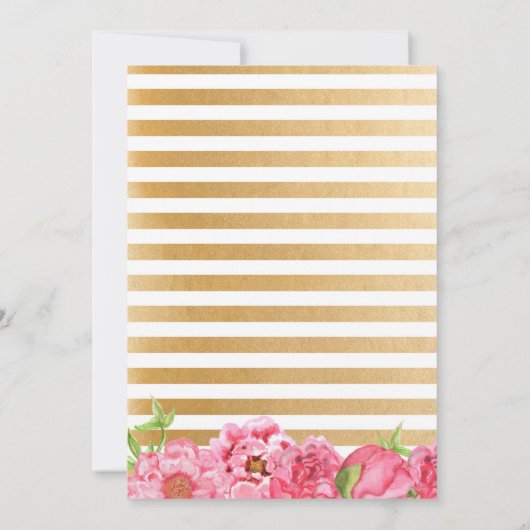 Überraschungsdusche | Rosa Goldpeonie Einladung (Rückseite)