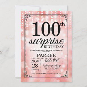 Überraschungseinladung zum 100. Geburtstag Pink Gl Einladung