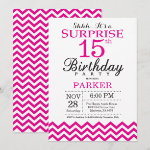 Überraschungseinladung zum 15. Geburtstag Hot Pink Einladung
