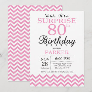 Überraschungseinladung zum 80. Geburtstag Pink Che Einladung
