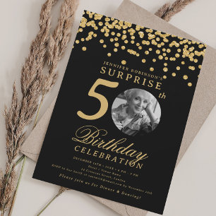 Überraschungsfoto 50. Geburtstag Gold Konfetti Sch Einladung