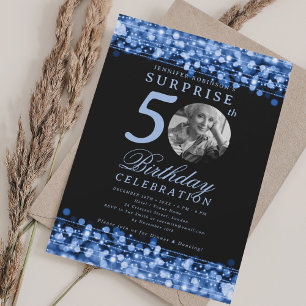 Überraschungsfoto 50. Geburtstag Navy Blue Lichter Einladung