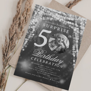 Überraschungsfoto 50. Geburtstag Silber Glamour Li Einladung
