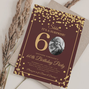 Überraschungsfoto 60. Geburtstag Gold Konfetti Bur Einladung