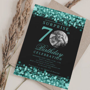 Überraschungsfoto 70. Geburtstag Türkis Lichter Einladung