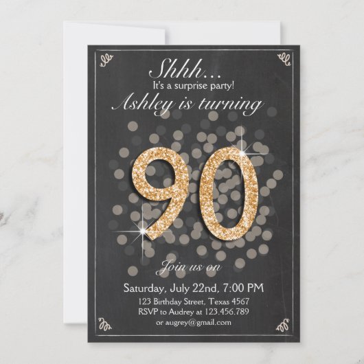 Überraschungsgeburtstags-Einladung Tafel rustikale Einladung (Vorderseite)