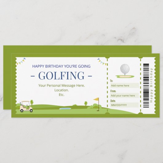 ÜberraschungsGolf-Geschenkgutschein Einladung (Vorne/Hinten)