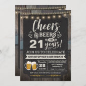 Überraschungsjubeln und Bier 21. Geburtstagsfeier Einladung (Vorne/Hinten)