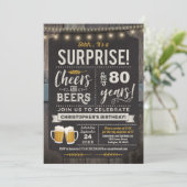 Überraschungsjubeln und Biere 80. Geburtstag Einla Einladung (Stehend Vorderseite)