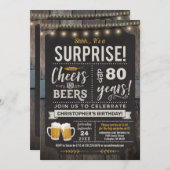 Überraschungsjubeln und Biere 80. Geburtstag Einla Einladung (Vorne/Hinten)