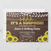 Überraschungsjubiläum Party rustikale Goldblume Einladung (Vorderseite)