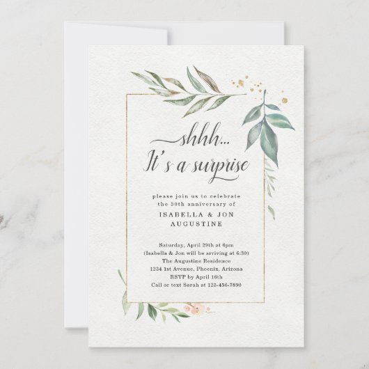 Überraschungsjubiläum Partys Watercolor Einladung (Vorderseite)