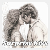 Überraschungskiss Quadratischer Aufkleber (Vorderseite)