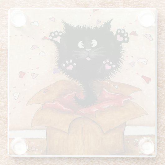 Überraschungskitty Cat von Bihrle Glasuntersetzer (Rückseite)