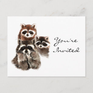 Überraschungslustige Raccoons Tier Geburtstag Einl Einladung