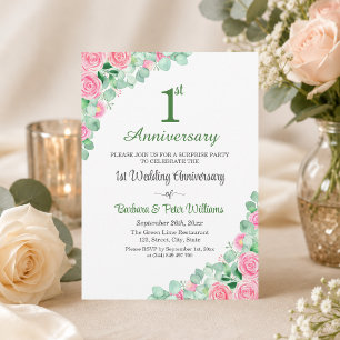 Überraschungsparty 1. Hochzeitstag Rosen Einladung