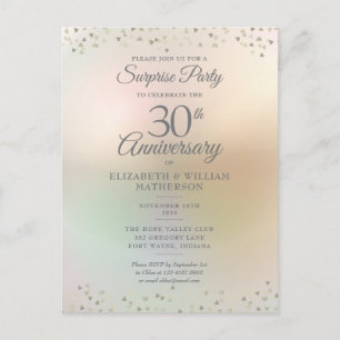 Überraschungsparty 30. Hochzeitstag Herzen Konfett Postkarte