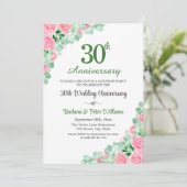 Überraschungsparty 30. Hochzeitstag Rosen Einladung (Stehend Vorderseite)