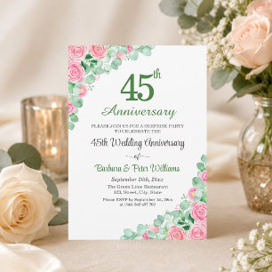 Überraschungsparty 45. Hochzeitstag Rosen Einladung