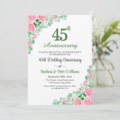Überraschungsparty 45. Hochzeitstag Rosen Einladung (Stehend Vorderseite)