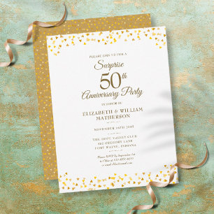 Überraschungsparty 50. goldene Jubiläums-Konfetti Postkarte