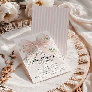 Überraschungsparty 60. Geburtstag Elegante rosa Fl Einladung