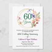 Überraschungsparty 60. Hochzeitstag Blumen Einladung (Vorderseite)