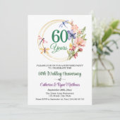 Überraschungsparty 60. Hochzeitstag Blumen Einladung (Stehend Vorderseite)